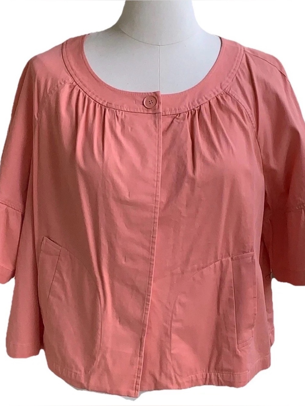 NWT Talbots Jackie Fit Blazer Plus Size 22W Petite Peach Coral Half Sleeve 22WP